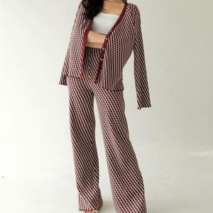 LUNETA Ariella Pants and Cardigan in Wine
